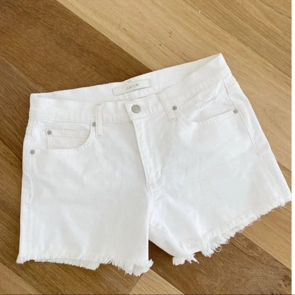 NWT Joe's Jeans “Sloane” White Jean Shorts with Frayed Hem